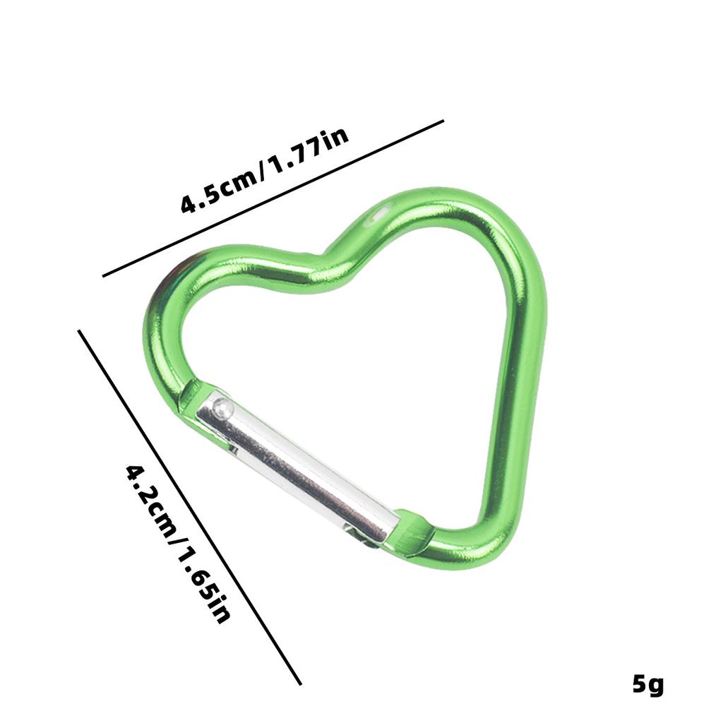 11Pcs Heart-Shaped Aluminum Alloy Carabiner, 44*40mm Love-Themed Clip for Backpacks/Water Bottles, Lightweight  Hanging Buckle, 5kg Load-Bearing