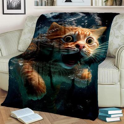 Sevimli Calico Kedi, Garfield Kedi, İran Kedisi, Ragdoll Karikatür Battaniye, Ev Yatak Odası Yatak Kanepe Örtüsü Battaniye Çocuklar için Yumuşak Atma Battaniye
