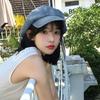 British Style Denim Octagonal Hat Washed Cloth Cloud Hat Retro Denim Beret  Autumn