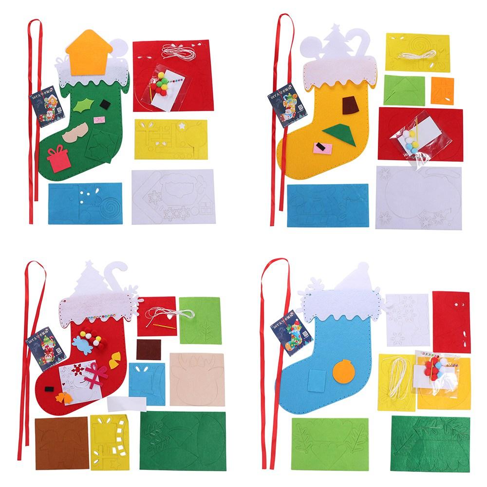 House Decoracion Hangable Christmas Sock Non-woven Fabric Portable Elk Xmas Bag Kids/Children
