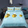 Cartoon Bee Duvet Cover King Queen Lovely Yellow Flying Animal Bedding Set For Kids Boys Girls Beautiful Flowers Comforter Cover