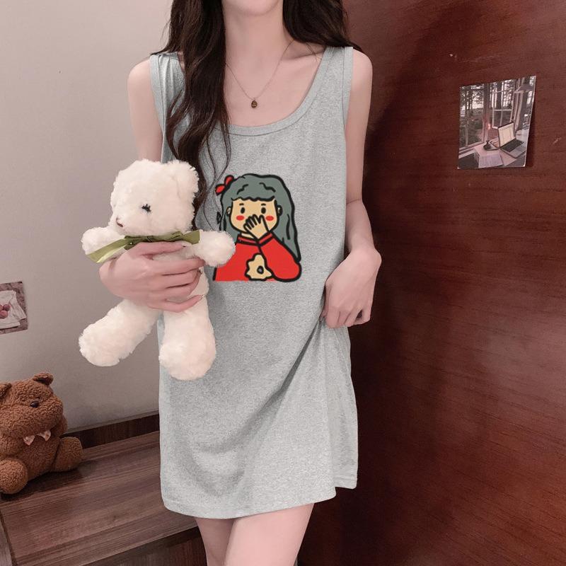 Women's Summer Sleeveless Vest Sleeping Dress Girls Sexy Halter T-shirt Dress