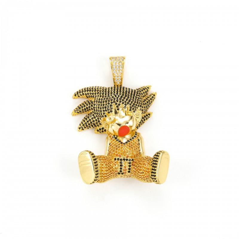 Dragon Ball Goku Pendant Necklace Full Zircon Rhinestone Hip Hop Chain Jewelry Men Women Streetwear Fashion Accessory