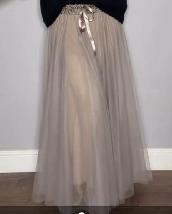 2025 European Style Women's Solid Sequin Mesh Skirt - Casual Fashion