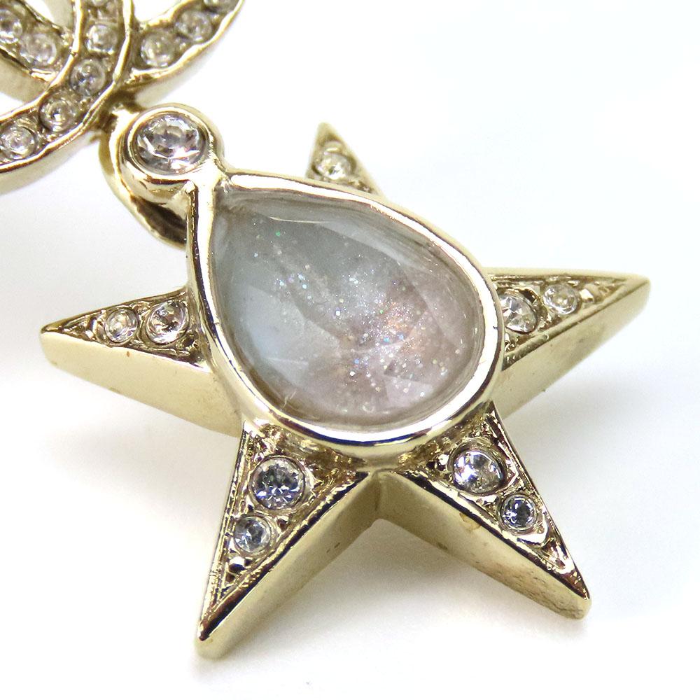 Used CHANEL Pierce COCO Mark metal/Rhinestone 7.7g Gold Plating