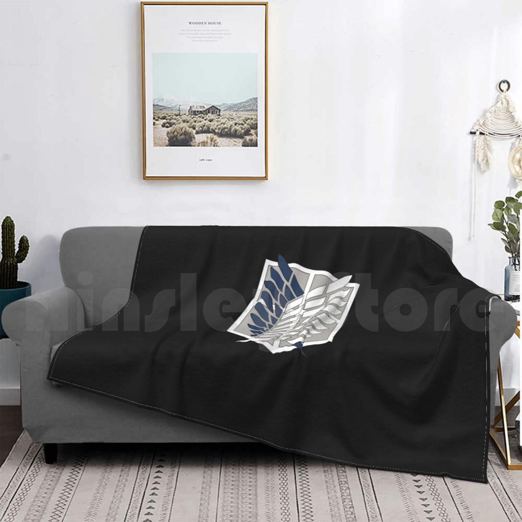 Scouting Legion Black Illustration | | Shingeki No Kyojin Anime Blanket Super Soft Warm Light Thin