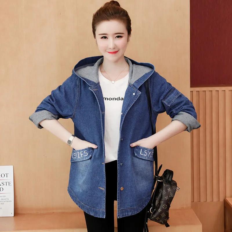 Dongerijakke Dame Yttertøy Mote Langermet Løse Casual Jente Jakker