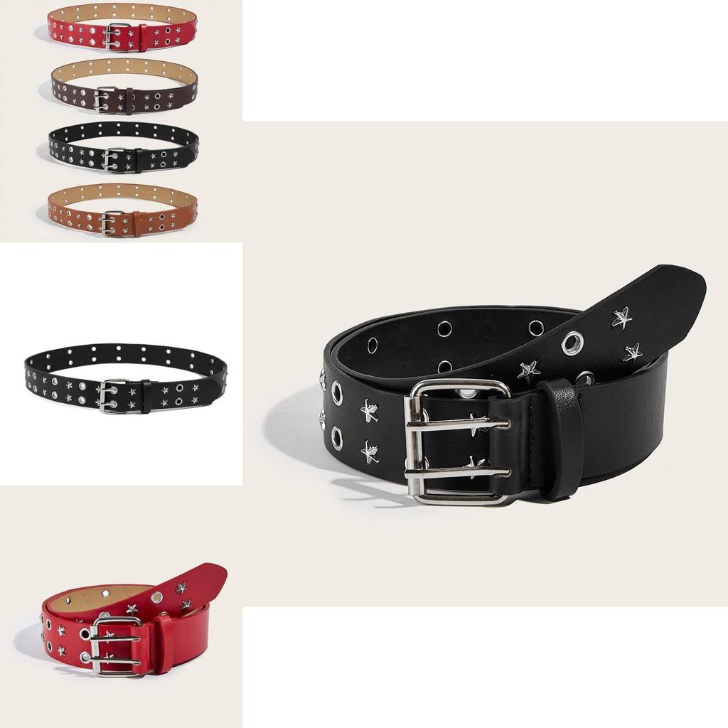 Pu Leather Womens Belt With Star Decor And Pin Closure For Office And Weekend Wear