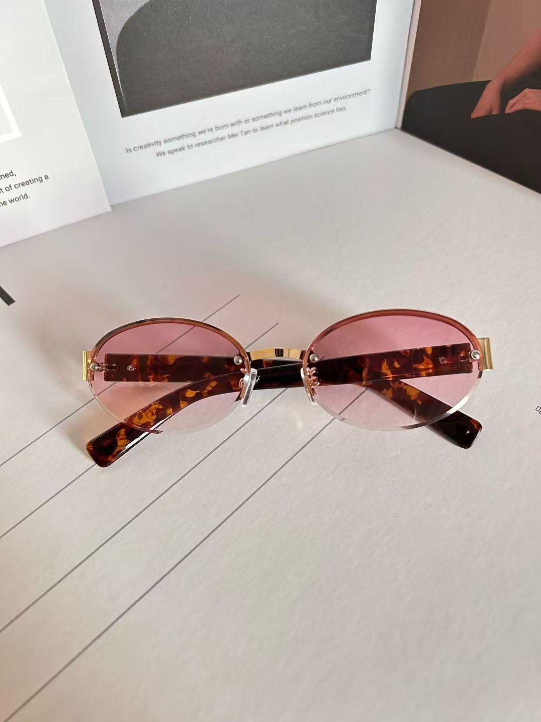 Oval Rimless Women Sunglasses Anti Reflective Cut Edge UV Protection Driving Travel Unisex