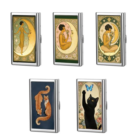 Portacarte Stile Vintage Sottile Porta Carte in Acciaio Inossidabile Chiusura a Scatto Sicura Custodia Adatta per Contanti Carta d'Identità Biglietti da Visita Portafoglio per Donne Uomini