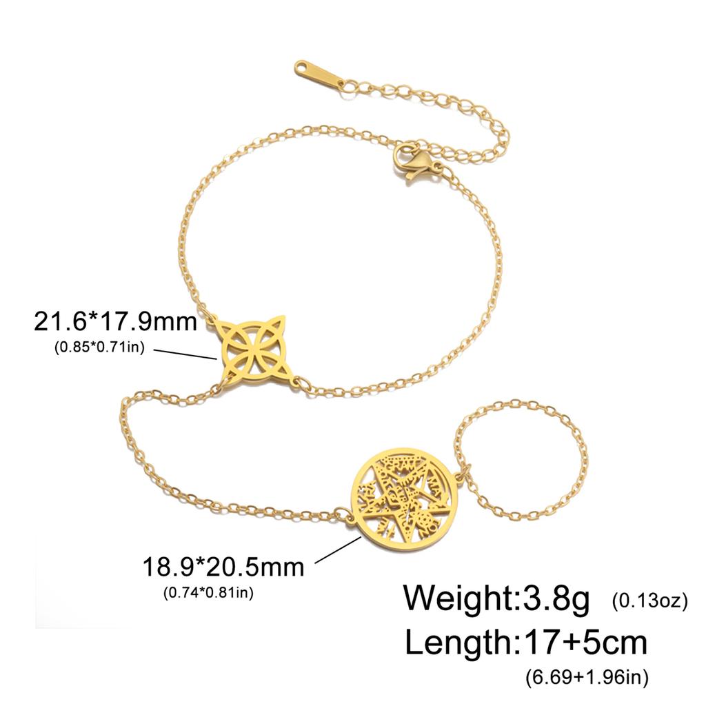 Náramek s dvojitou ochranou Nerezová ocel Wicca Čarodějnický uzel Tetragrammaton Pentagram Náramek Amulet Šperky Velkoobchod
