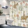 Vintage Western Denim Duschvorhang Kaktus Wüstenblumen Design Mit 12 Haken Landhausstil Badezimmer Dekorative Duschvorhang
