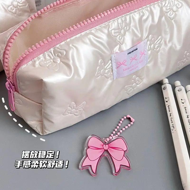 1pcs Creative Pink Bow Pencil Case Large Capacity Storage Pencil Bags Multi-Functional Stationery Organizer Bag