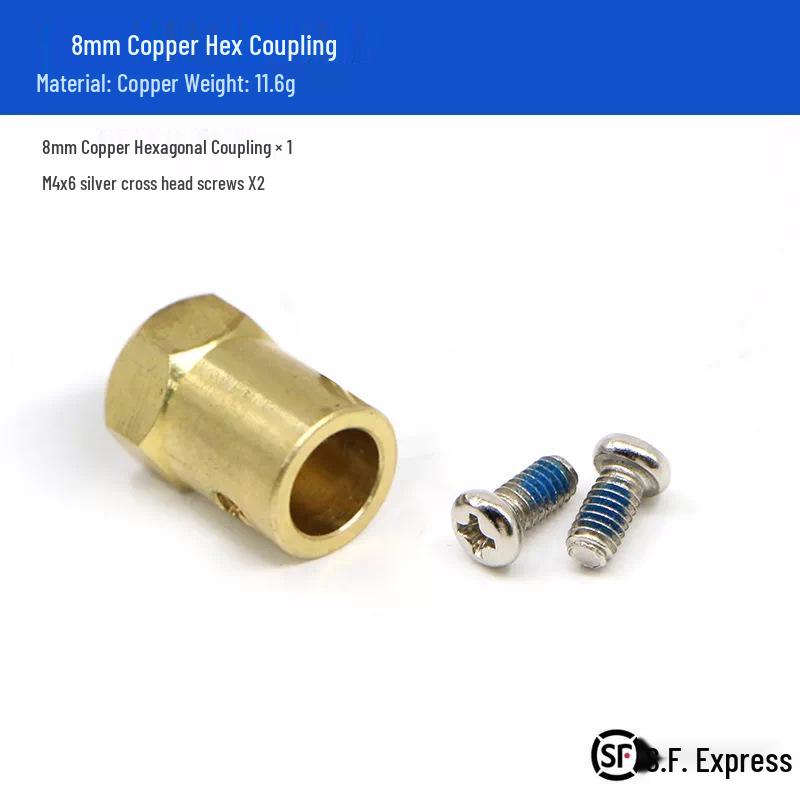 Hexagonal Coupler with 65/85mm Rubber Tires - 8mm, 6mm, 5mm, 4mm, 3mm