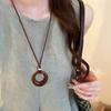 Newly Arrived Luxurious Retro Hoop Pendant Necklace for Women - Minimalist Chinese Style Accessory for Summer 2025