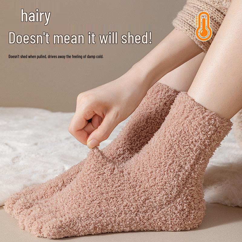 Women's Plush Coral Fleece Five-Toe Maternity Socks for Autumn & Winter