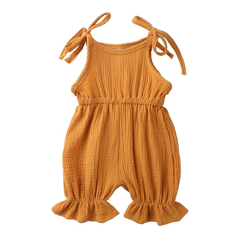 Summer  Soft Toddler Kid Overalls Romper Baby Girl Jumpsuits Solid Cotton Linen Newborn Clothes Infant Sleeveless Bodysuit