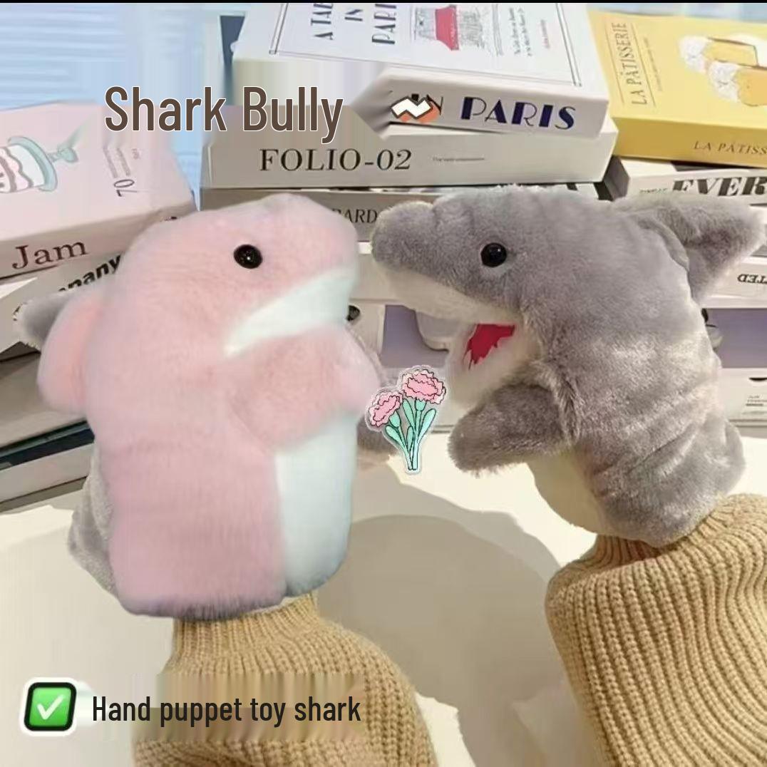

Cartoon Shark Hand Puppet Plush Toy - Cute Sea Animal Comfort Doll for Kids Fun Performances Pink Shark Hand Puppet