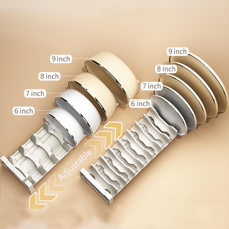 HeM Telescopic Dish Plate Drying Rack Bowl Pot Lid Storage Holder Adjustable Kitchen Organizer Drawer Separated Dish Drying Rack