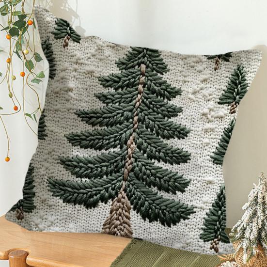 2Pcs Christmas Tree Pillow Cover 18" X 18" Festive Decor Pillowcase Washable Throw Pillow Cover with Hidden Zipper for Sofa Couch Chair Bed