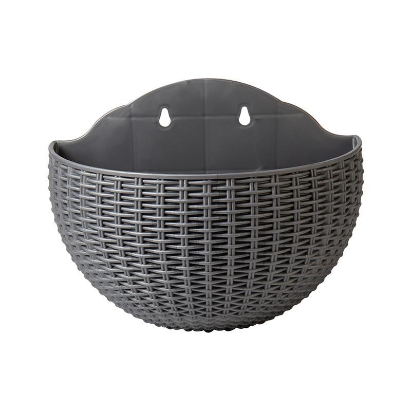 Wall Mount Planter With Rattan Style Wicker Design For Indoor Garden Decor