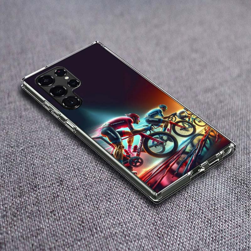 Bicycle Race Phone Case For Samsung Galaxy S24 S23 S21 S20 FE S22 S26 Ultra S25 Edge S10 Plus Cover Clear TPU Capa Shell Coque S