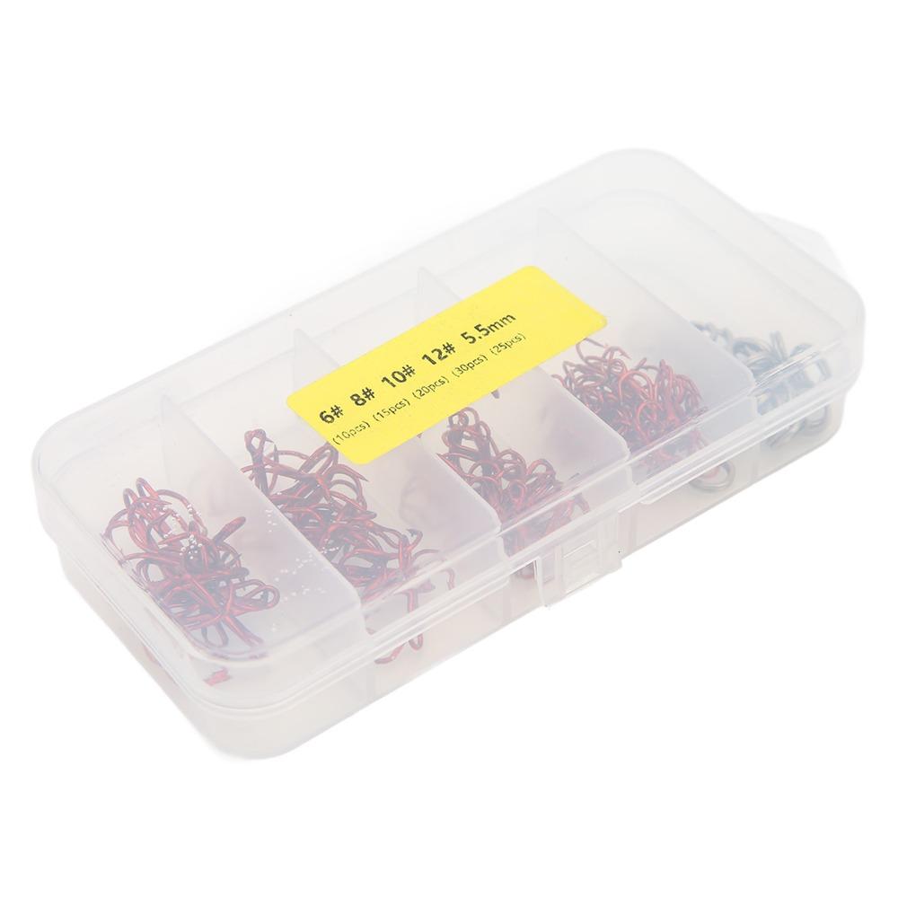 100PCS with Double Split Rings Triple Barbed Hooks Strong Sharp Barbed Hook Set Freshwater Fishing