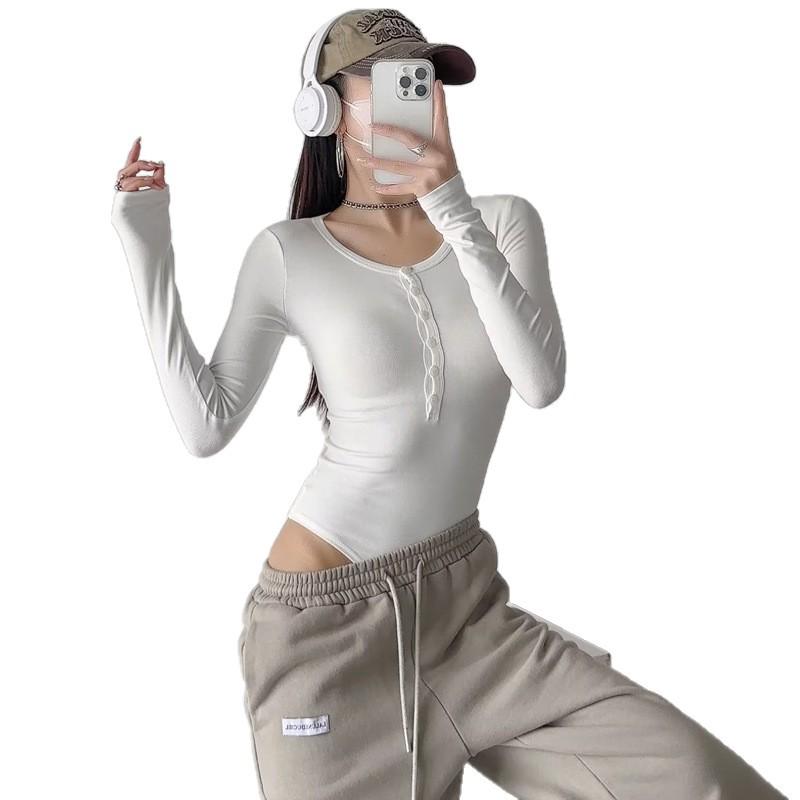 Perfekt sitzendes Schlankmachendes Langarm-Body-Top für Frühling/Sommer
