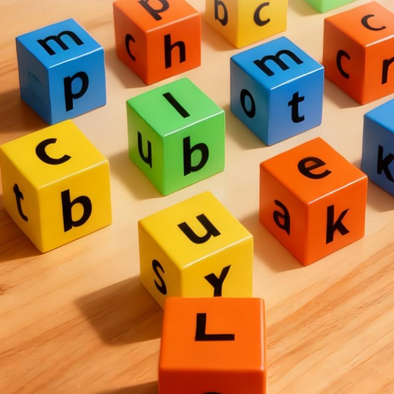 English Word Spelling Cubes Game Set Flash Cards Educational Toy for Kids Early Learning Classroom or Family Fun