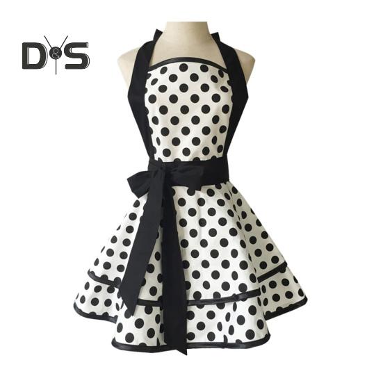 

Винтажный фартук для женщин, кухня, готовка, выпечка, барбекю, гриль, полосы, закрывающие грудь до колена, регулируемый шейный фартук в полоску в горошек, ретро-фартук ко Дню матери