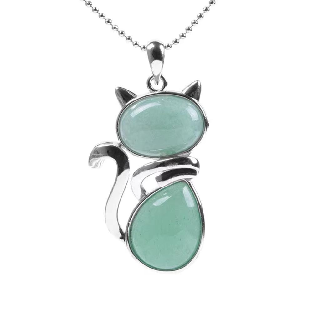 Pink Purple Stone Pendant Cute Shape Cat Jewelry Necklaces Daily Wear Cat Necklaces  Pet Lovers