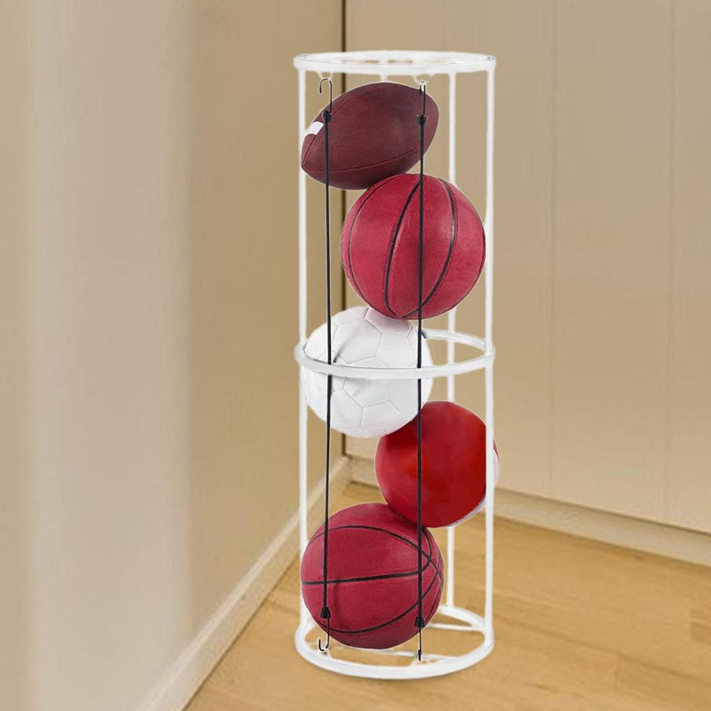 Ball Storage Rack Columnar Vertical Garage Sports Organizer for School