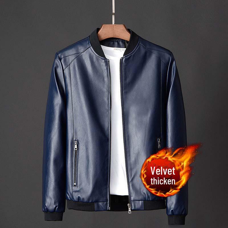 2023 Men's Slim Korean Style Leather Motorcycle Jacket - Trendy, Handsome, Casual Spring & Autumn Wear
