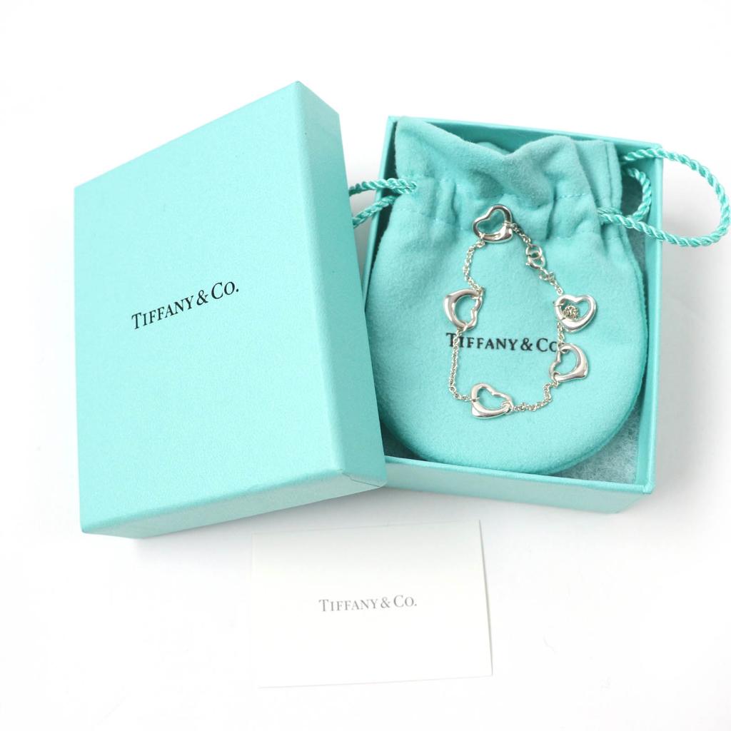 Great TIFFANY&Co. Bracelet Open Heart 5P Silver SV925 Women Used