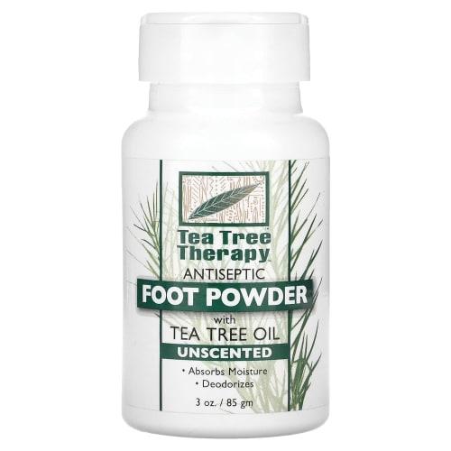 Tea Tree Therapy Antiseptic Foot Powder, 85g, Shoe Deodorizer, Lightly Fragranced, Suitable for Bare Feet