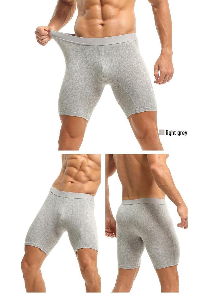 Men’s Sweat-Wicking Breathable Pure Cotton Boxer Briefs - Slim Fit Square Leg, Extended Length Underwear
