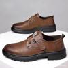 2025 Autumn Men's Trendy British Style Leather Shoes - Versatile Black/Brown Casual & Work Footwear