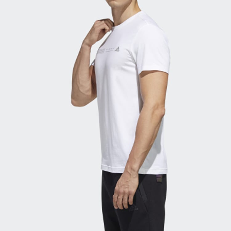 Adidas T Shirts Men's White Crew Neck Moderate Straight Fit GL5622