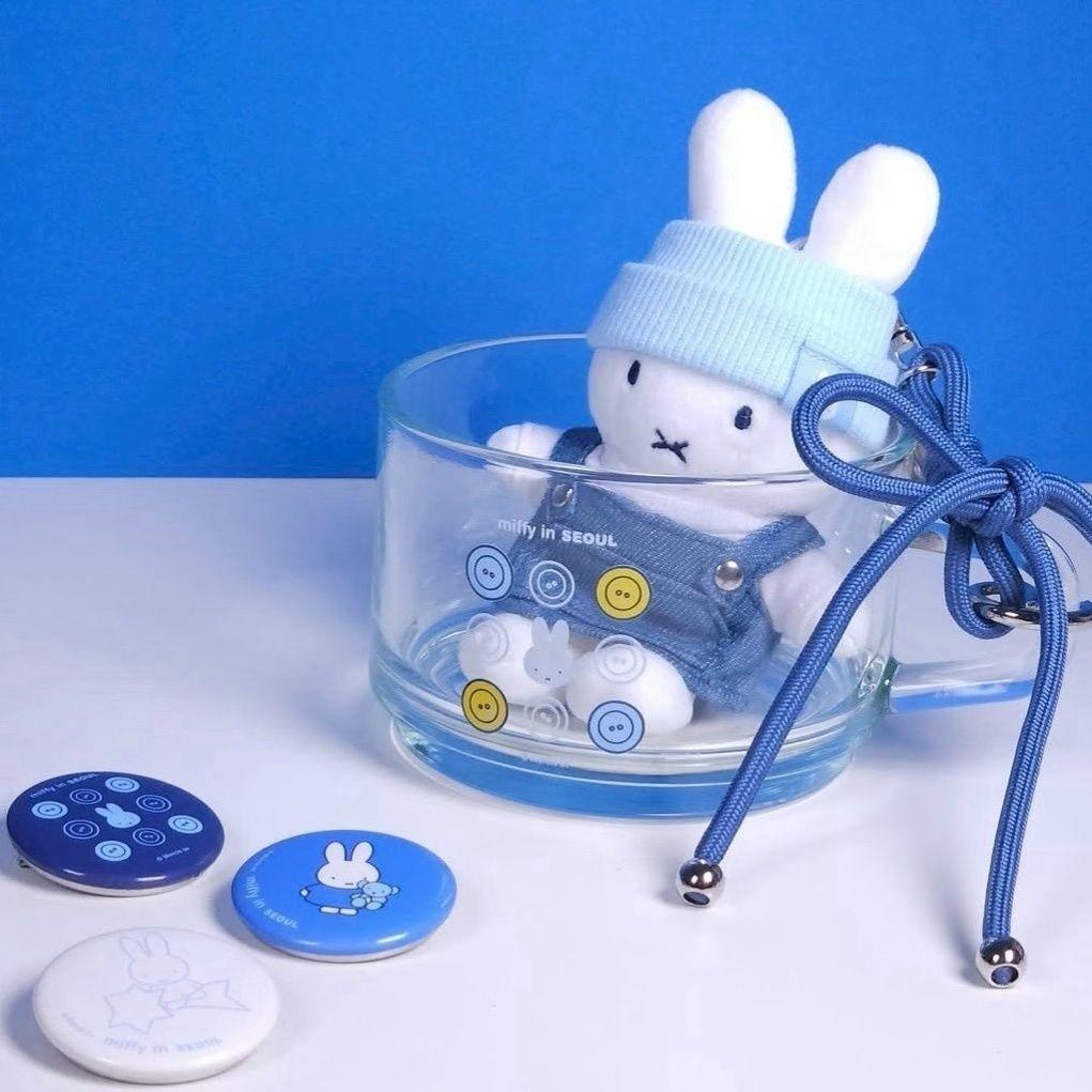 Kawaii Miffy Keychain Korean Limited Edition Miffy Rabbit Denim Series Plush Doll Cute and Adorable Appearance Level Doll