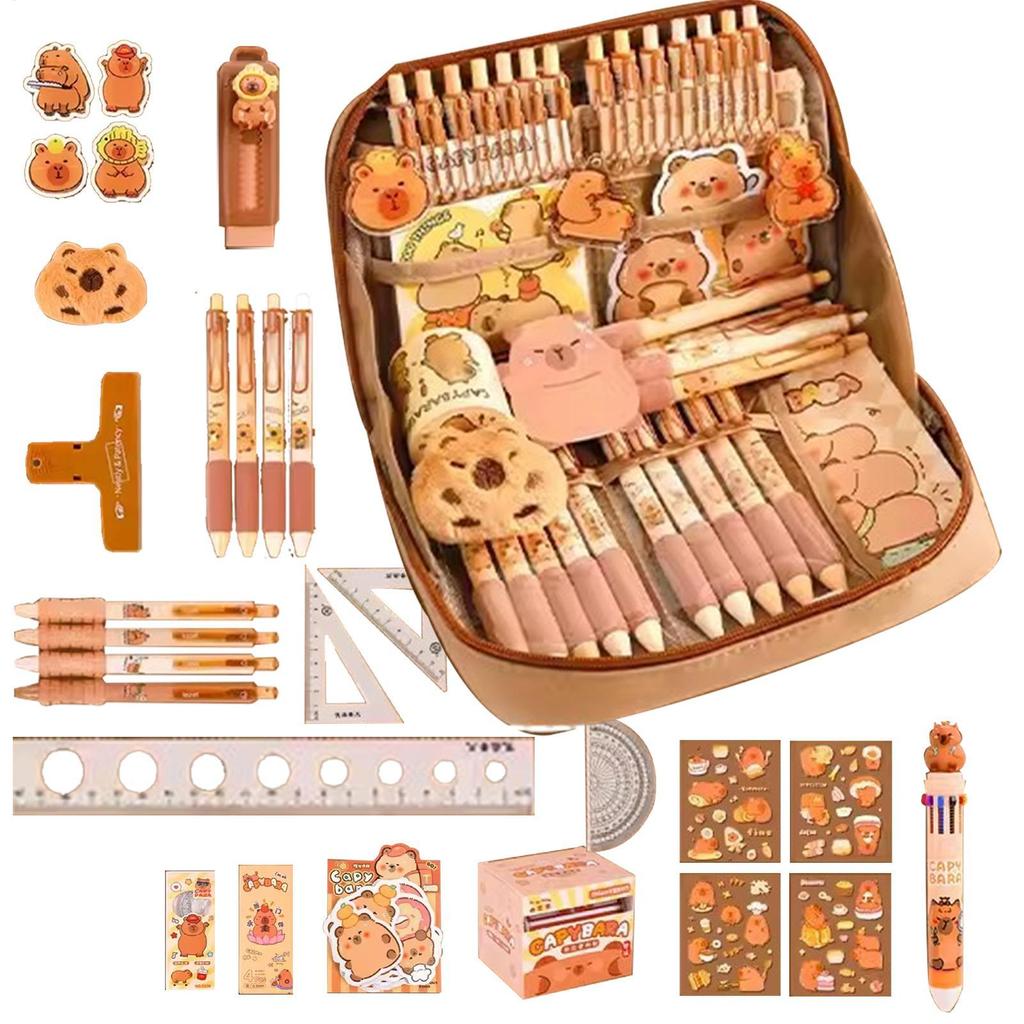 Capybara Stationery Set Abundant Cute Back-to-school Gift Kit Pencil Case Study Stationery for Students Large Capacity Gift Box