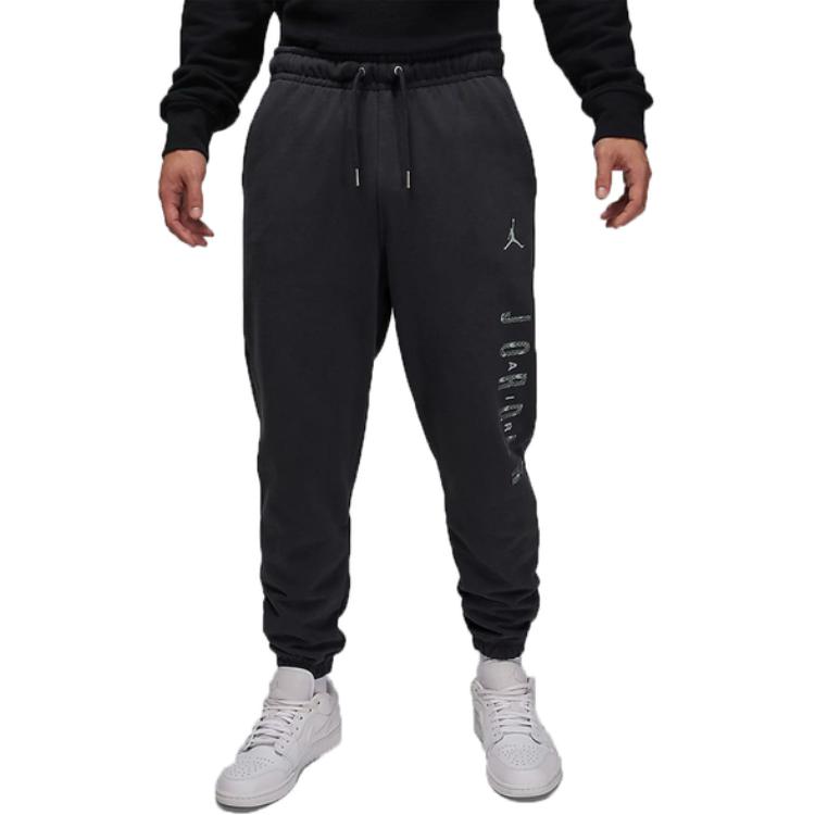 Jordan Logo Print Lace-Up Training Joggers Men Bottoms Dark-Smoke-Grey FZ6442-070
