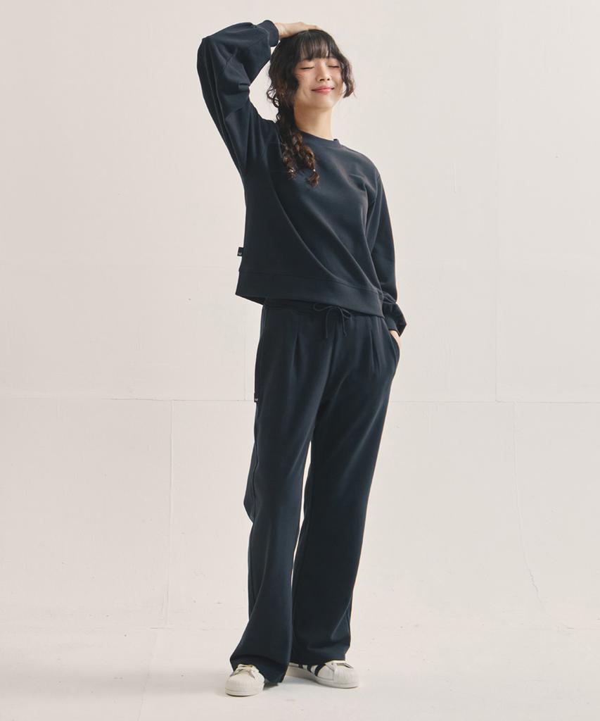 WILLIWAW STUDIO Ww One-Tuck Semi-Wide Sweatpants [Navy Black]