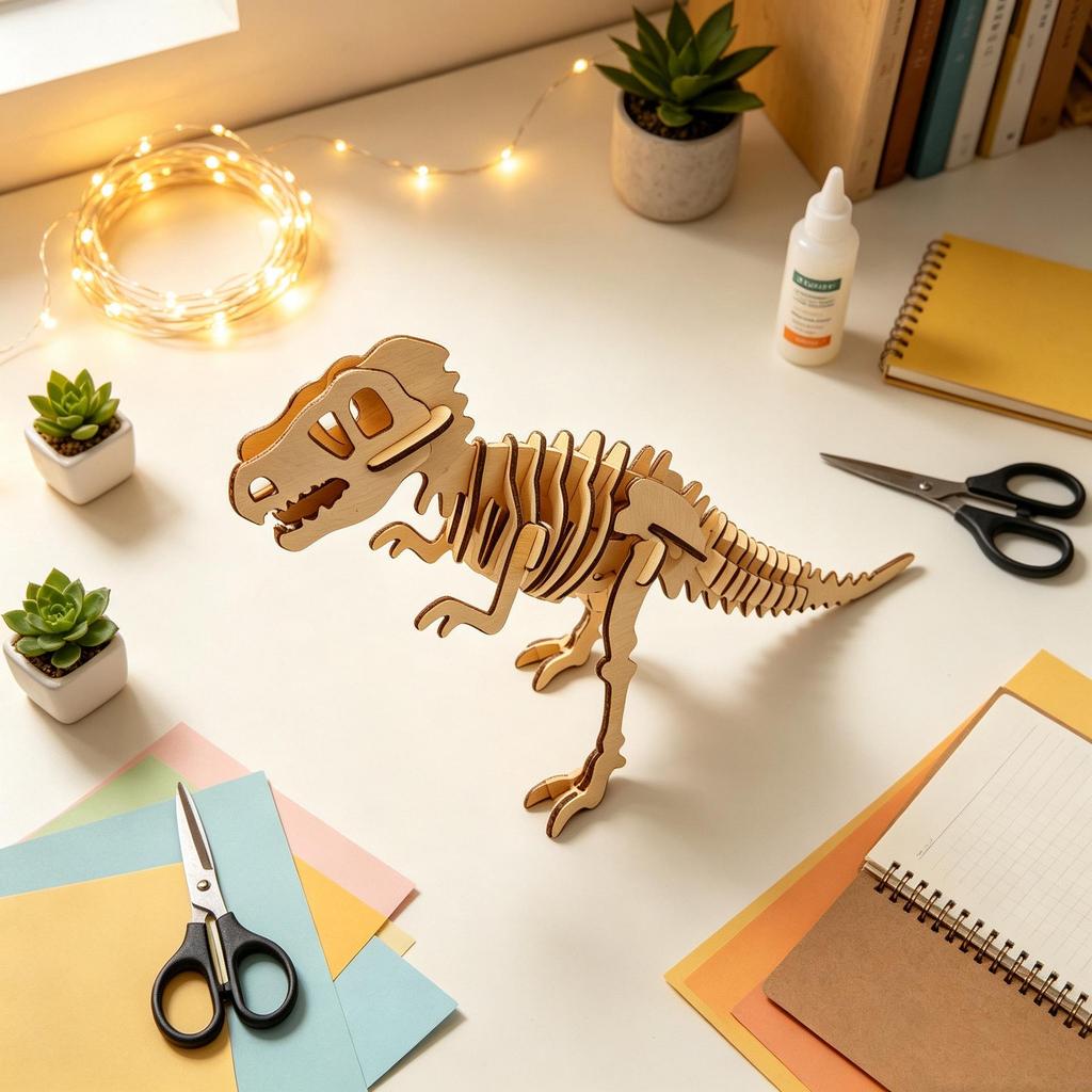Tyrannosaurus Rex Wooden 3D Puzzle - DIY Hand-Assembled Educational Toy for Parent-Child Interaction