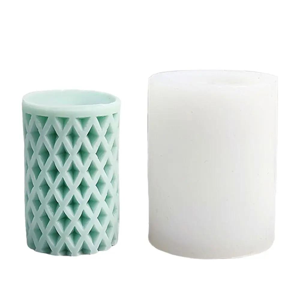 3D Cylinder Candle Mold DIY Silicone Candle Mold Cake Resin Molds 3D Art Wax Candle Making Mould Silicone Handmade Soap Molds