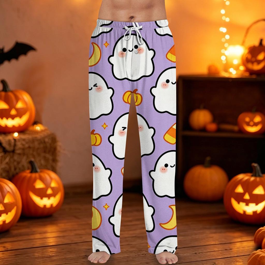 Men's Halloween Print Drawstring Pants Casual Lounge Sleepwear Soft Comfortable Fit Lightweight Fabric