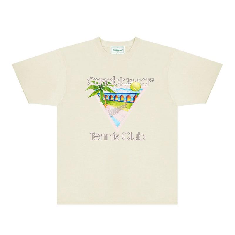 CASA Casablanca Short Sleeve T Shirt Couples Star Castle Letter Print Casual Loose Fit