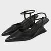 Concise White Wedge Heeled Sandals Women Sexy Pointed Toe Ankle Strap Buckle Mules High Heels Summer Designer Shoes for Women