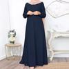 Elegant Solid Color Maxi Dress for Muslim Women – Long Sleeve, Casual & Comfortable
