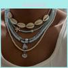 Summer Boho Starshaped Beaded Necklace With Shell Accents For Women