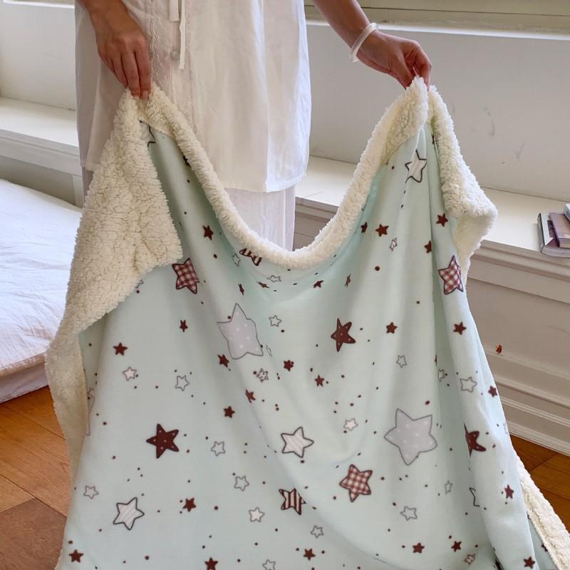 Winter Thick Milk Fleece Blanket Office Nap Sofa Bed Kids Students